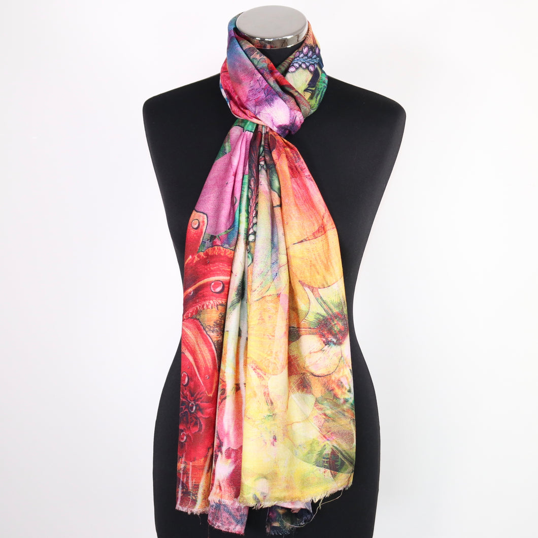 Scarf With Floral Digital Print